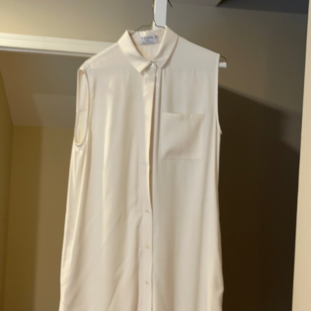 Frame silk cream shirt dress
